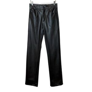 Zara Pleather Pant Faux-Leather High-Rise Straight Cut Black Women’s Size XS